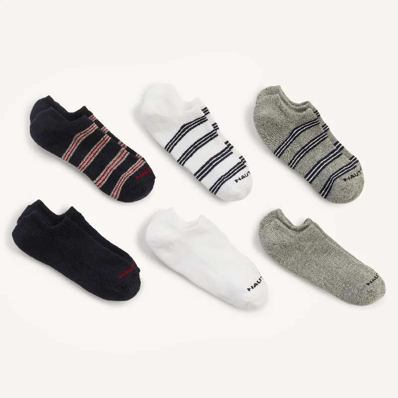 Nautica Mens Striped Liner Socks, 6-Pack