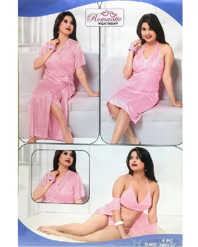 4PC BRIDAL SILK GOWN SET - 3885CC Camisole pajama sets