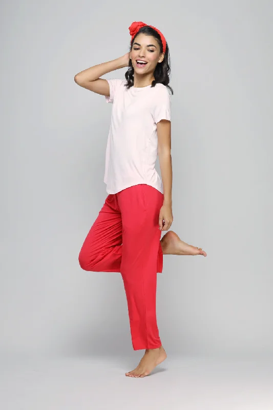 Love Red Straight Lounge Set Shein pajama sets