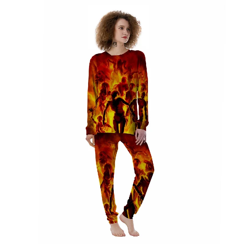 Spirit In Fire Hell Print Women's Pajamas Matching couple pajama sets