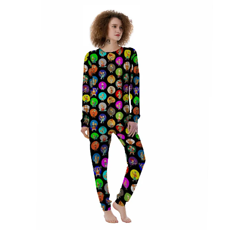 Sport Colorful Print Pattern Women's Pajamas Movie night pajama sets