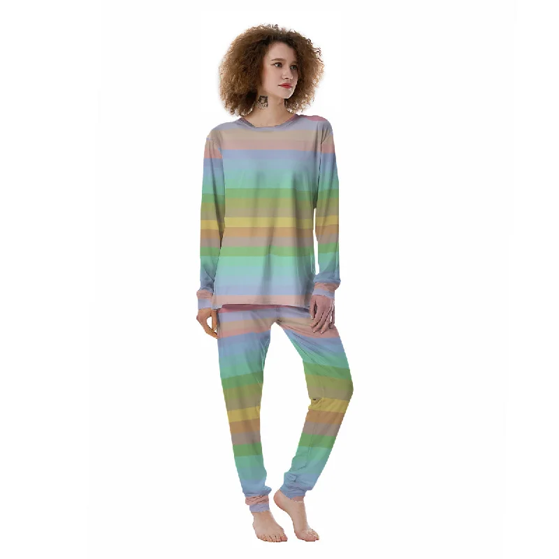 Stiped Rainbow Pastel Print Women's Pajamas Calvin Klein pajama sets