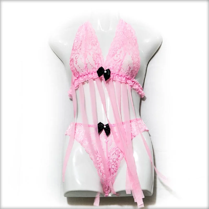 Strip Pink Net Lingerie Custom pajama sets with names