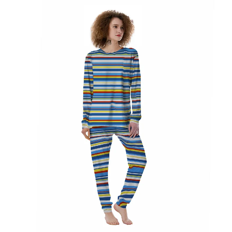 Stripe Autism Awareness Color Print Pattern Women's Pajamas Classic pajama sets