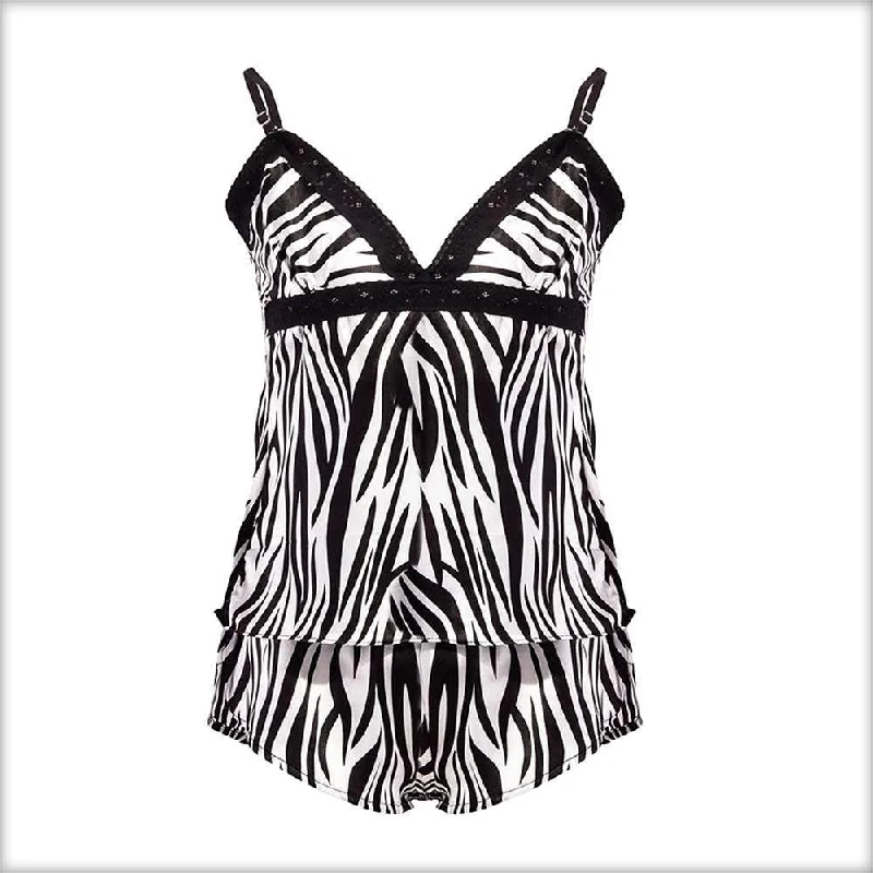 Zebra Print Satin Camisole & Short Set Cute pajama sets