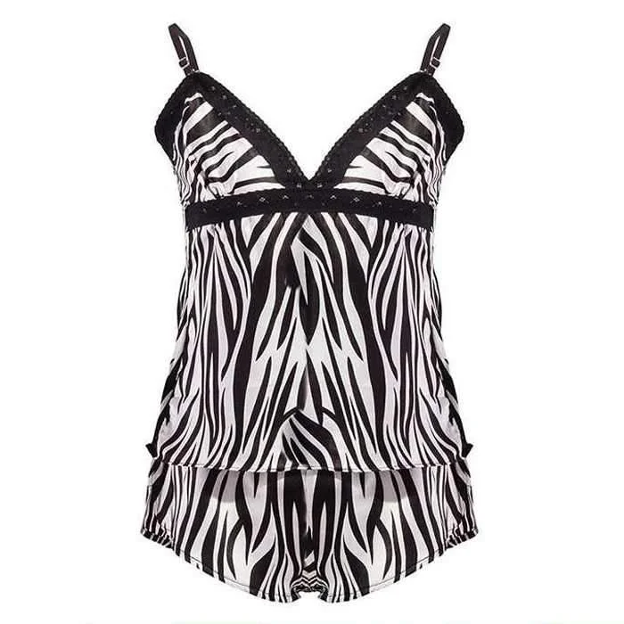 ZEBRA PRINTED SHORT LINGERIE CHEMISE Bamboo pajama sets