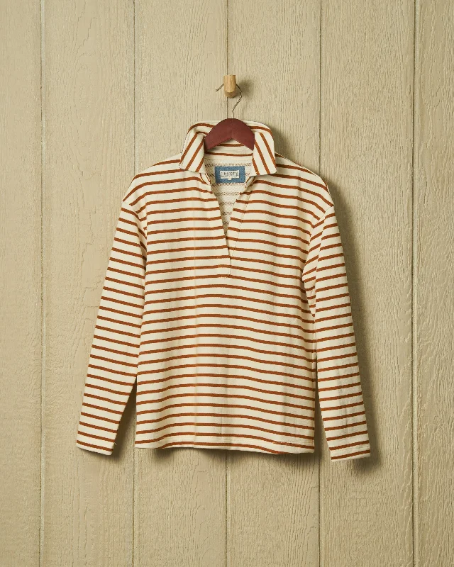 Inlet Pullover in Cream/Acorn Loopback Terry Layering sweaters