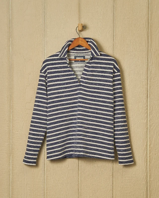 Inlet Pullover in Heather Indigo/Cream Loopback Terry Discounted sweaters