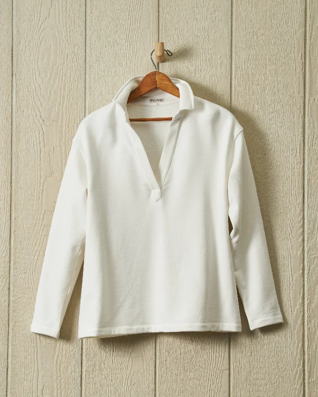 Inlet Pullover in White Loopback Terry Kids' sweaters