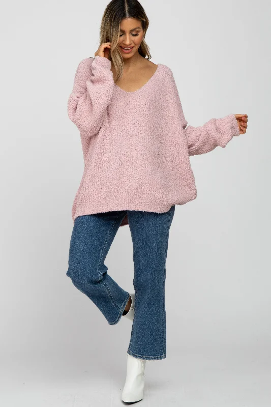 Light Pink V-Neck Soft Sweater Classic sweaters