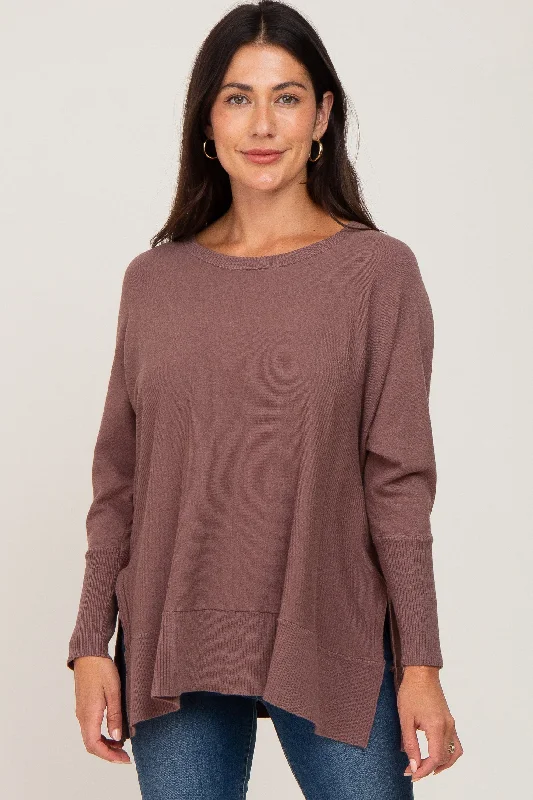 Mocha Dolman Sleeve Side Slit Sweater Best sweaters for winter