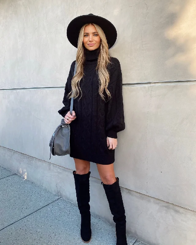 Milana Cable Knit Turtleneck Sweater Dress Wrap mini dresses