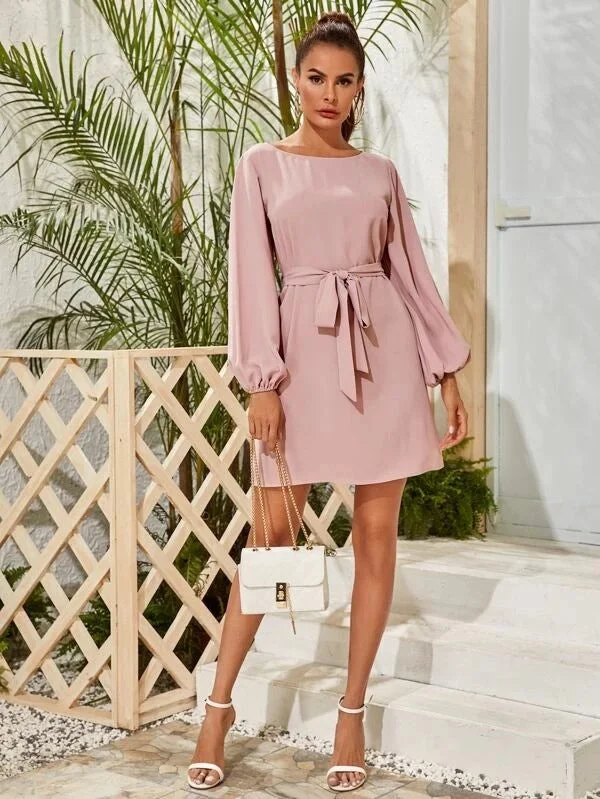 Moonlit Satin Textured Balloon Sleeve Dress Best mini dresses for date night