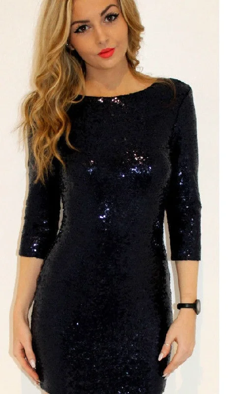 Vinci Padded Sequin Mini Dress - Black Chic mini dresses