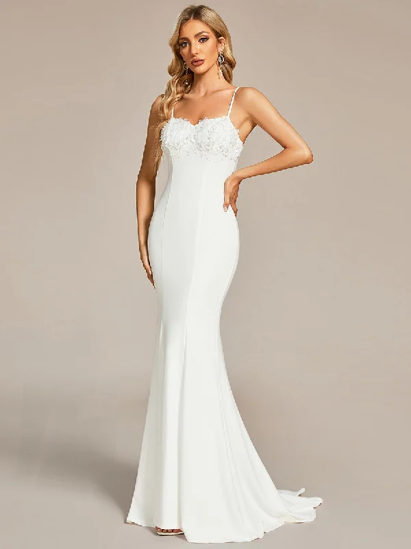 Gorgeous Mermaid Spaghetti Straps Wholesale Wedding Dresses Romantic Lace Dress