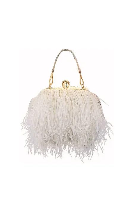 Harlow Ostrich Feather Fringe Evening Bag Formal Wedding Dress