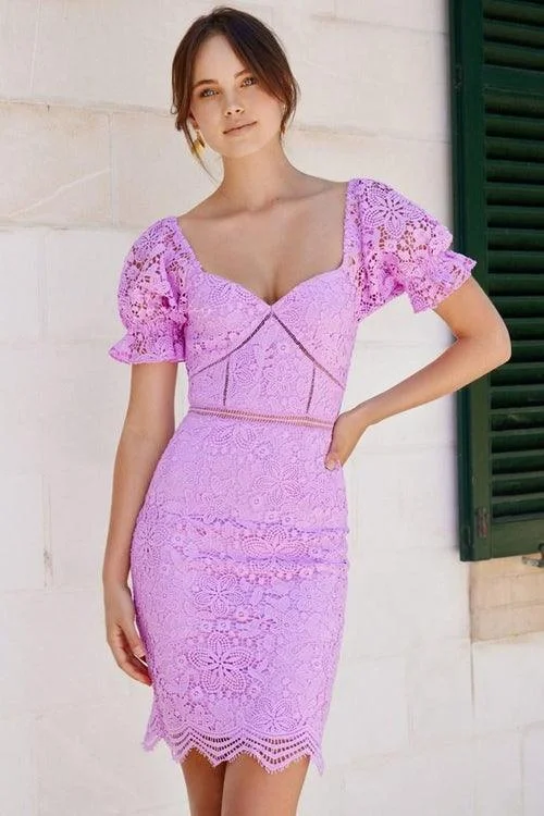 Ellington Lace Dress - Lilac Cocktail midi dresses