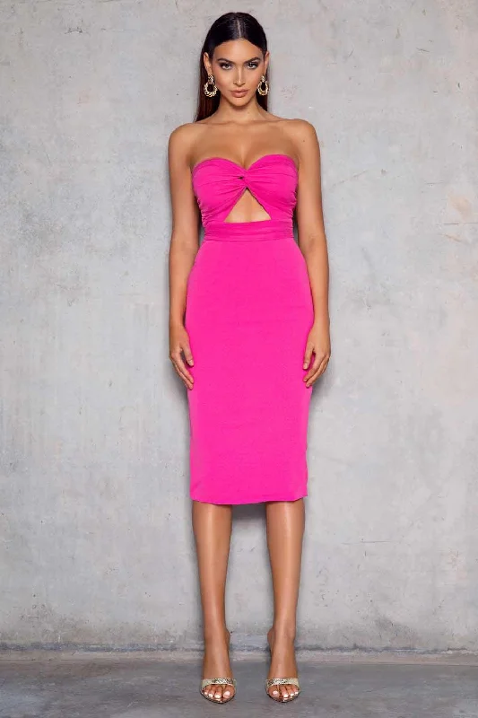 Maya Dress - Fuchsia Designer midi dresses