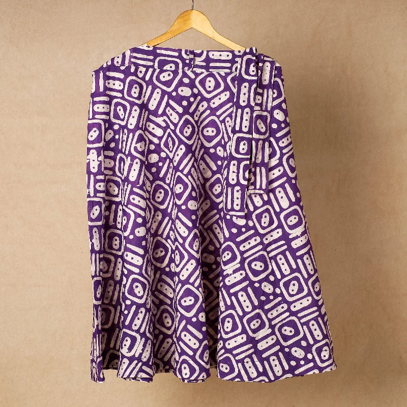 Purple - Hand Batik Printed Cotton Wrap Around Skirt Floral unclassified skirts