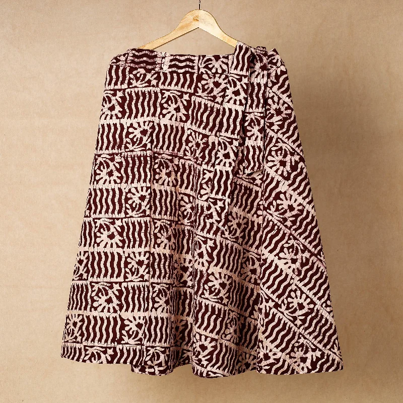 Maroon - Hand Batik Printing Cotton Wrap Around Skirt Y2K unclassified skirts