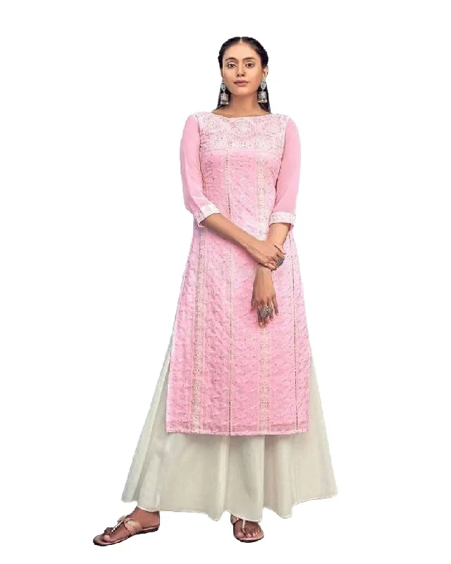 Elegant Pure Georgette Lucknowi Kurti with Cotton Skirt Casual unclassified skirts