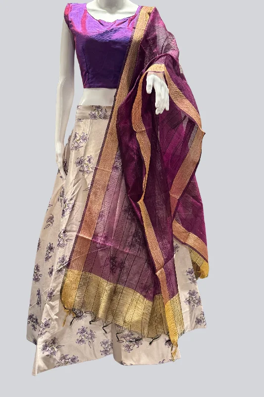 Exquisite Silk Lehenga with Crop top| Printed Design|Indian women Velvet unclassified skirts