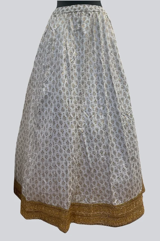 Exquisite Stone Work A-Line Skirt - Elegance in White Neutral tone unclassified skirts