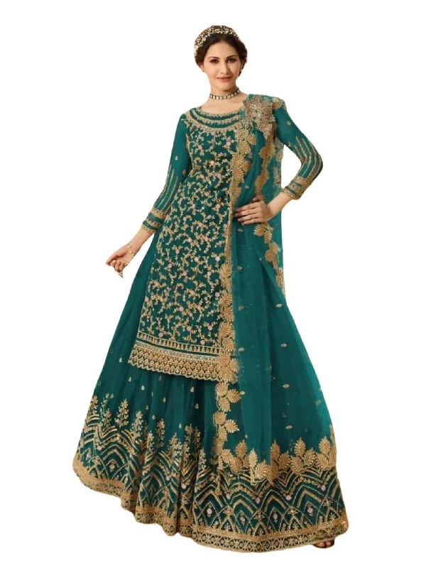 Salwar Kameez With Skirt. Beautiful Designer Party Wear in Green Date night unclassified skirts