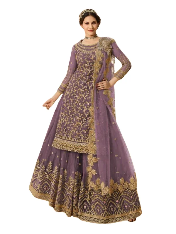 Salwar Kameez With Skirt. Beautiful Designer Party Wear in Mauve Travel unclassified skirts