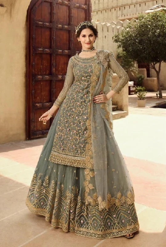 Salwar Kameez With Skirt.Beautiful Designer Party Wear in Pastel Green High-end unclassified skirts