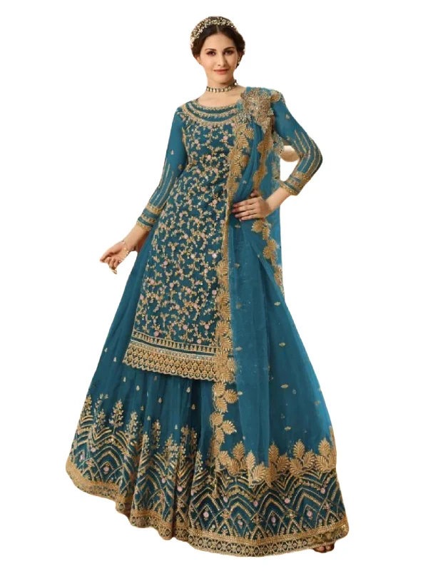 Salwar Kameez With Skirt in Sea Blue Chic unclassified skirts