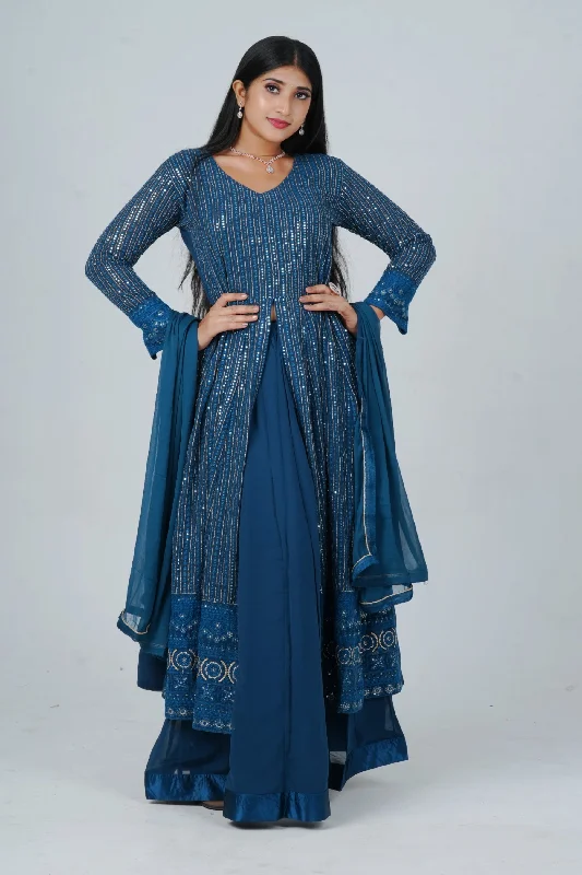 Unique Georgette Salwar Suit with Skirt - Embelished with Sequin Work Lightweight unclassified skirts