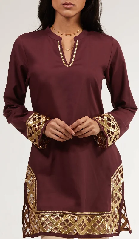 Behnaz Gold Embellished Long Modest Tunic - Orchid Festival maxi dresses