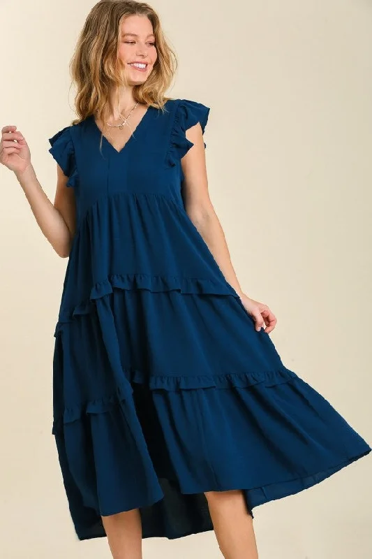 Umgee Maxi Dress with Ruffled Details in Midnight Summer party maxi dresses