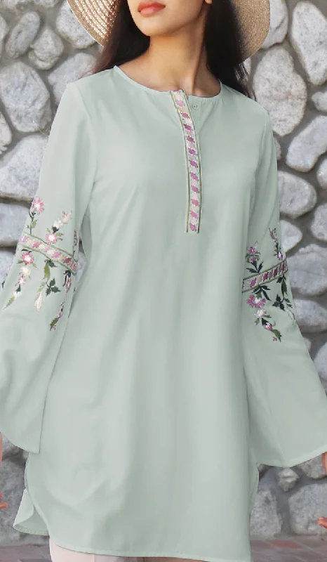 Gulzar Embroidered Long Modest Tunic - Sage Sexy maxi dresses