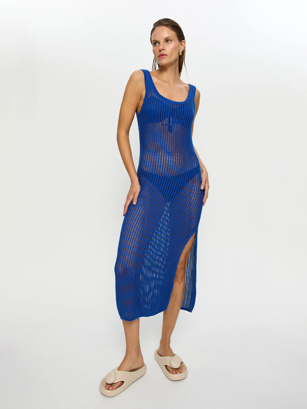 Kivari Gia Knit Maxi Cobalt Smocked maxi dresses