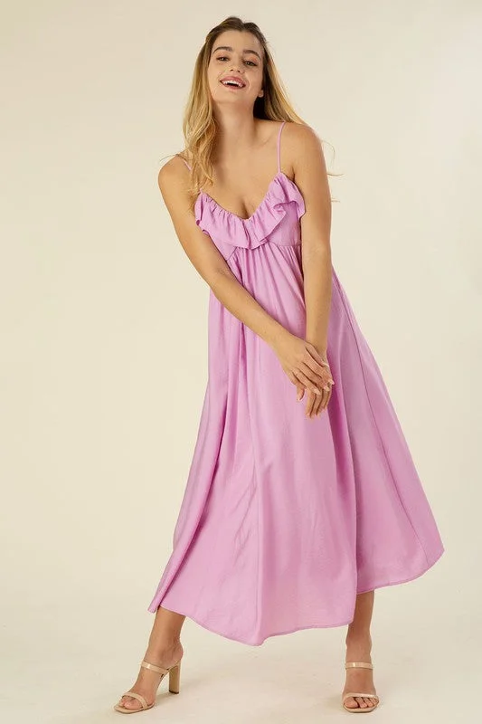 Maxi dress with ruffles *Online Only* Cheap maxi dresses