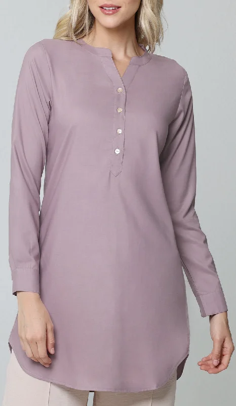 Parisa Long Mostly Cotton Everyday Tunic - Lilac Cotton maxi dresses