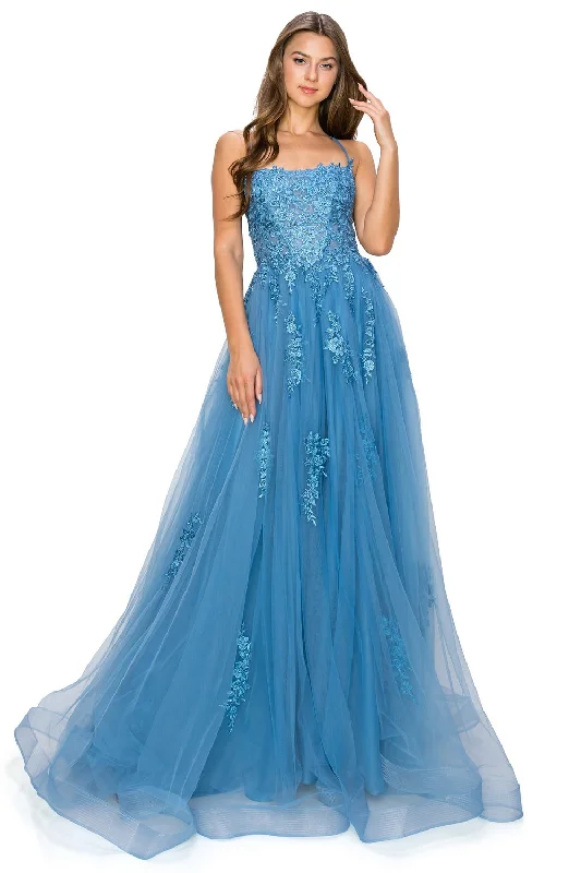 Dusty-Blue Lace Tulle Gown by Cinderella Couture USA AS8031J-DBlue-Q - Special Occasion/Curves Best party dresses for tall women