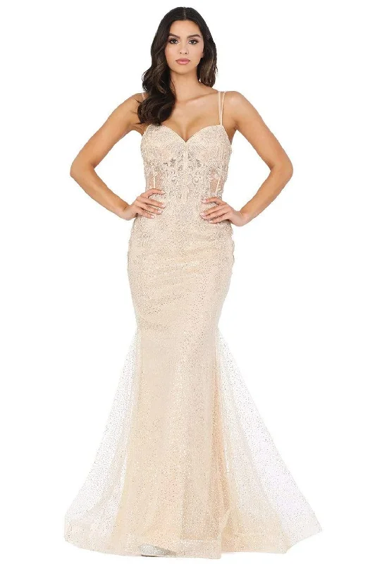 Dancing Queen - 4045 Illusion Corset Jewel-Strewn Mermaid Gown Lace party dresses