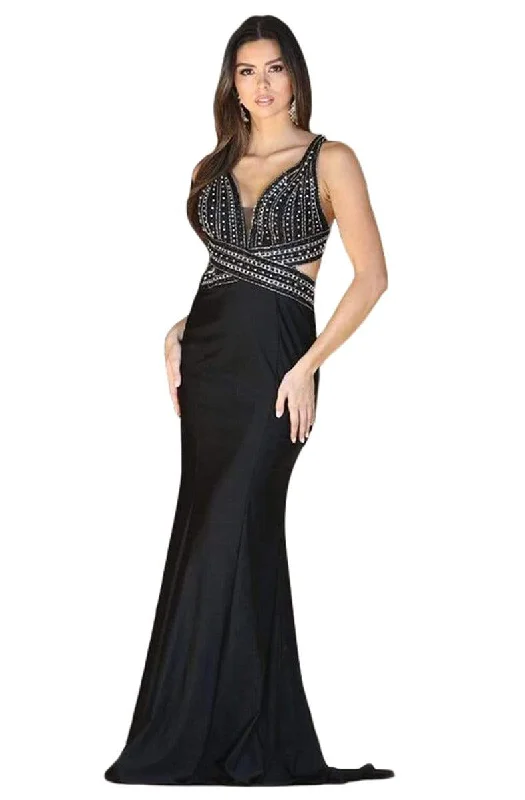 Dancing Queen - 4053 Beaded Cutout Ornate Trumpet Gown Shein party dresses