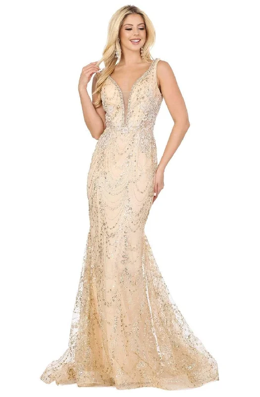 Dancing Queen - 4090 Jeweled Garland Motif Mermaid Gown Classic party dresses