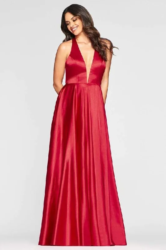 Faviana - S10403 Deep V-neck Charmeuse A-line Gown Cheap party dresses