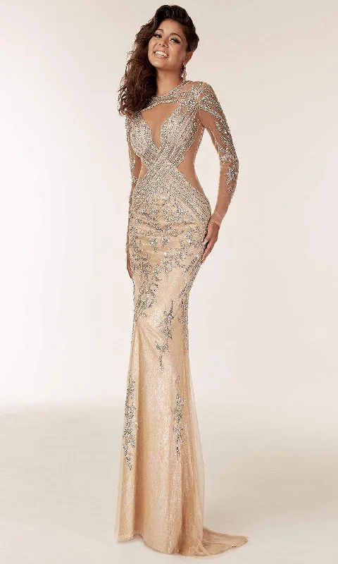 Jasz Couture - 6204 Illusion Embellished Sheath Gown Bachelorette party dresses