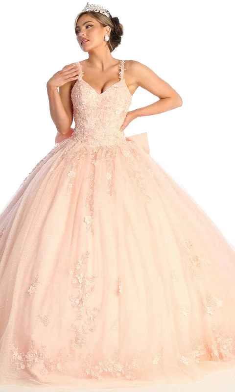 May Queen LK174 - V-Neck Embroidered Prom Ballgown Best party dresses for dancing