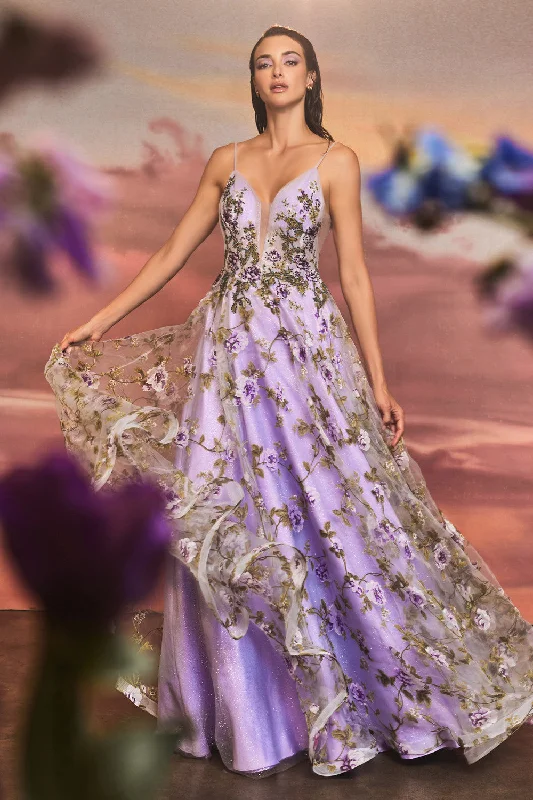 Organza Printed A-Line Gown by Andrea & Leo Couture A1135 Penelope Gown - Special Occasion Best party dresses for hourglass body shape