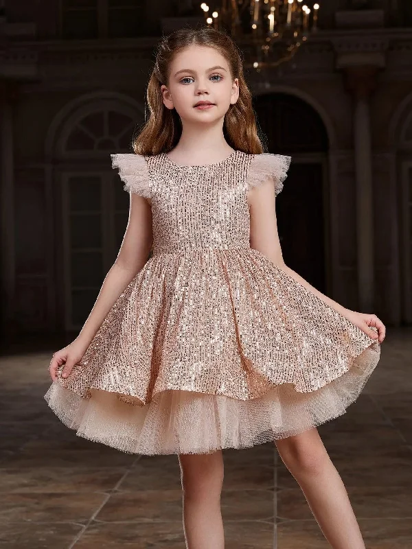 Tween Girls' Sparkling Cap Sleeves Sequin Party Dress Best party dresses for plus size