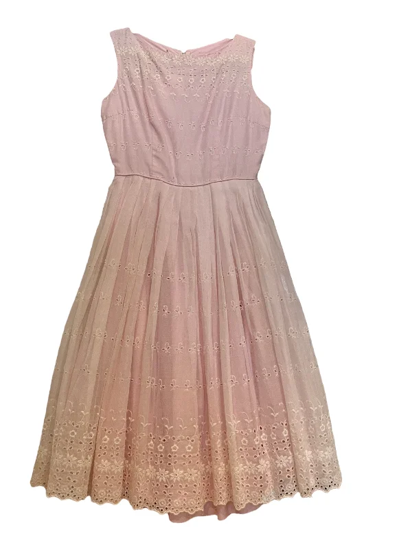 1950's Pink Eyelet Dress Long unclassified dresses