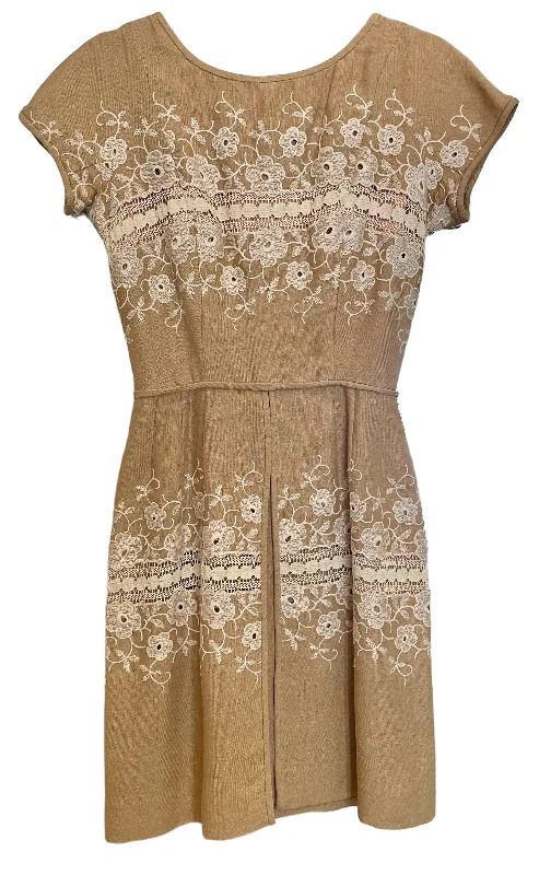 Beige Linen Embroidered Dress Elegant unclassified dresses