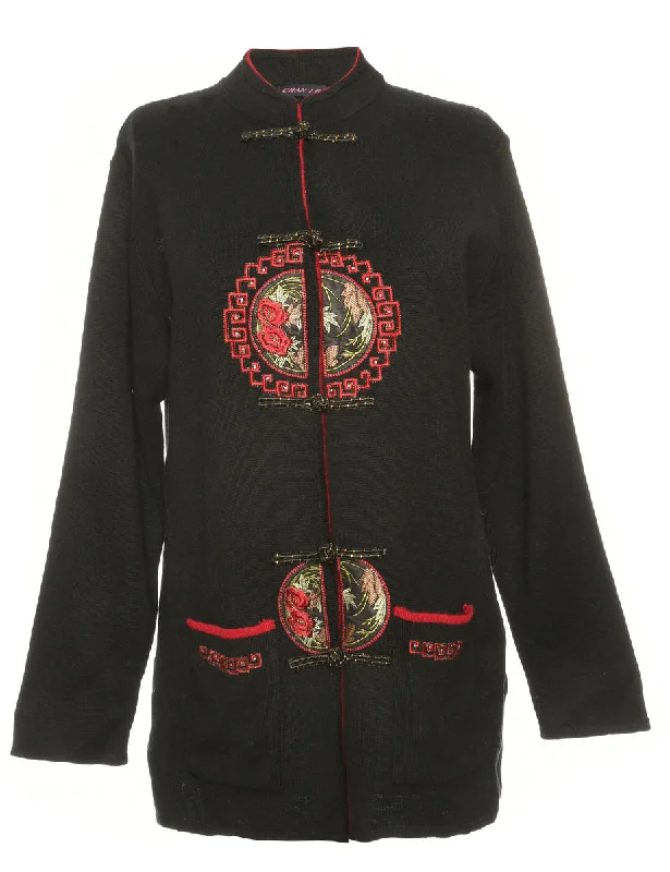 Black Embroidered Cardigan - M Tiered unclassified dresses